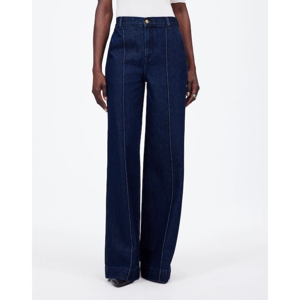 Madewell Superwide-Leg Jeans Dark Wash High Rise Seam Detail DM7817 Size 25